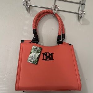 Badgley Mischka Pink Satchel with Braided Handles